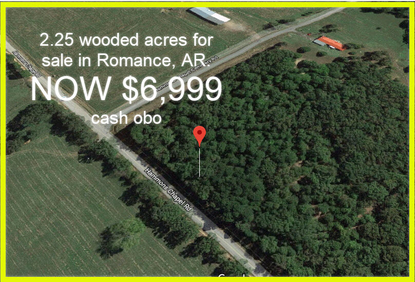 REDUCED PRICE! Now 6,999 Rural 2.25 acres wooded lot in El Paso, AR.